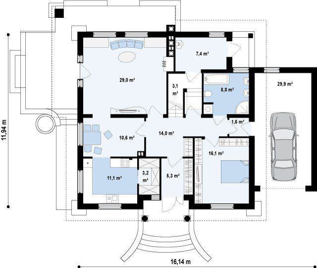 Projekt dřevěného domu s garáží a penthouse až 100-200 metrů čtverečních. m (foto)